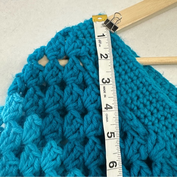 Handmade Teal Crochet Poncho Oversized Duster Boho Hippie Granny  *READ - Picture 9 of 12